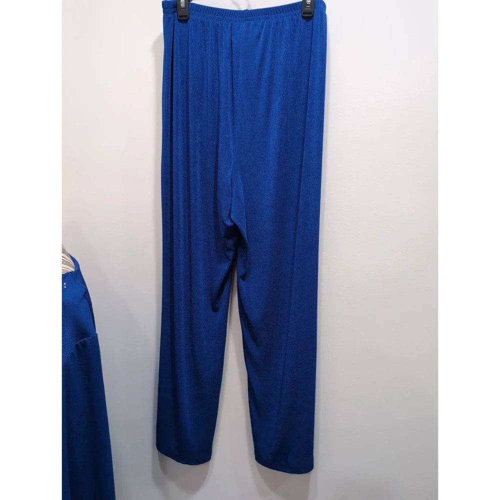 Vintage 90's Quacker Factory Women's 2-Piece Blue Pant Set XL Rhinestone‎ Y2K